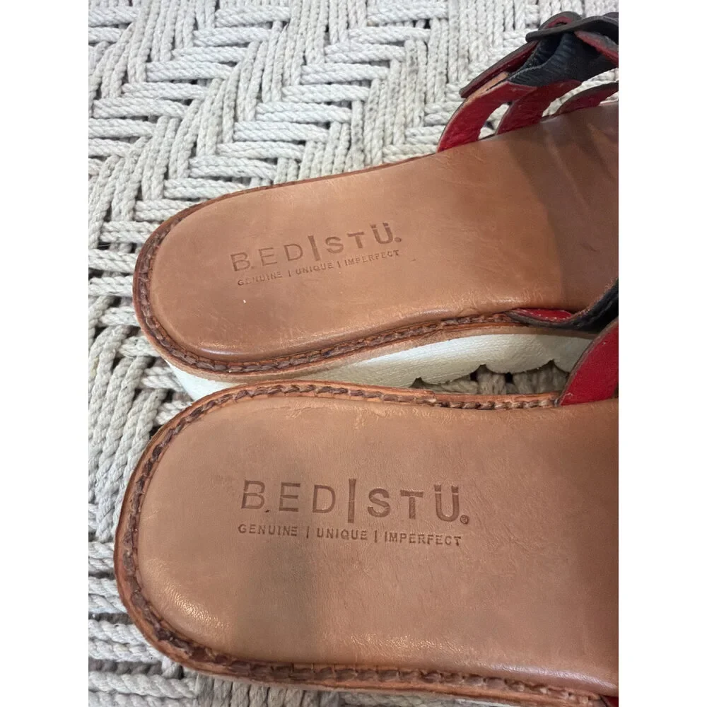 B.E.D. Stü Multi-Strap Platform Sandals Black Leather Size 7.5